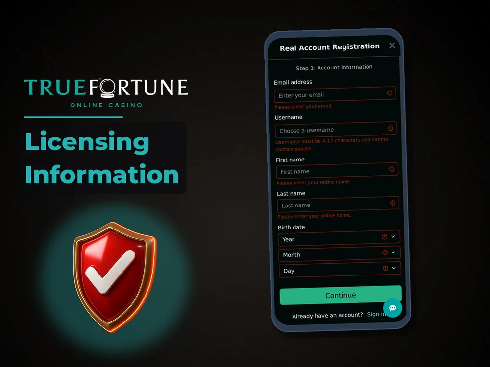 True Fortune casino - Licensing Information