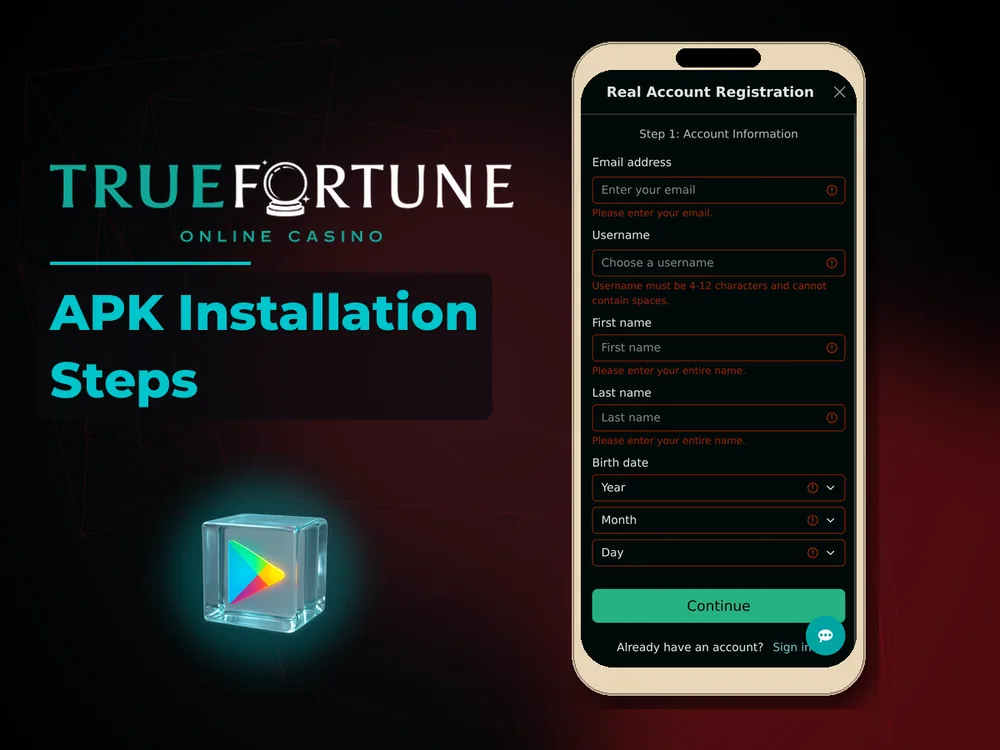 True Fortune casino - APK Installation Steps
