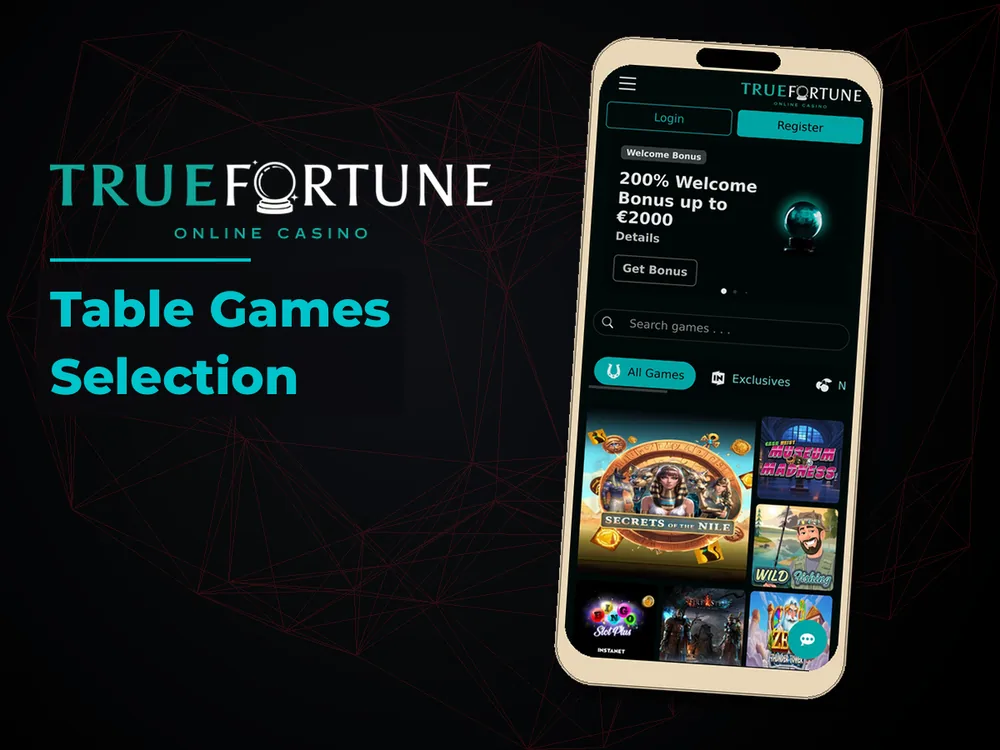 True Fortune casino - Table Games Selection