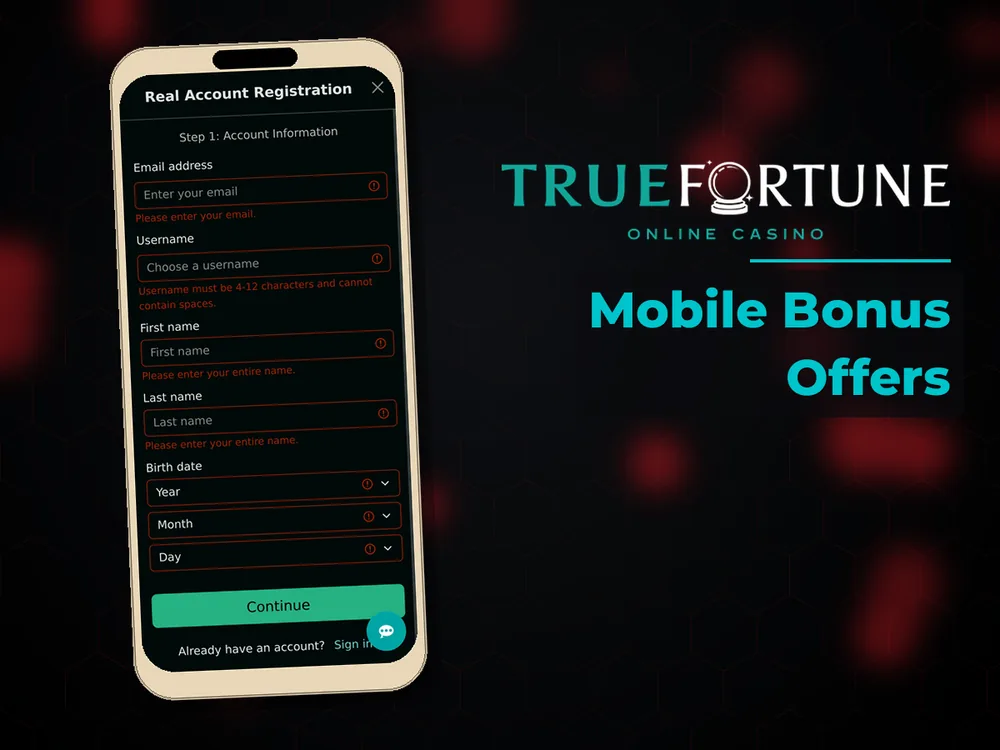 True Fortune casino - Mobile Bonus Offers