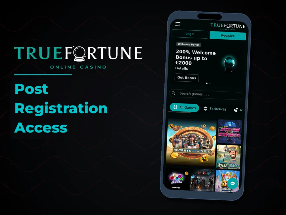 True Fortune casino - Post Registration Access