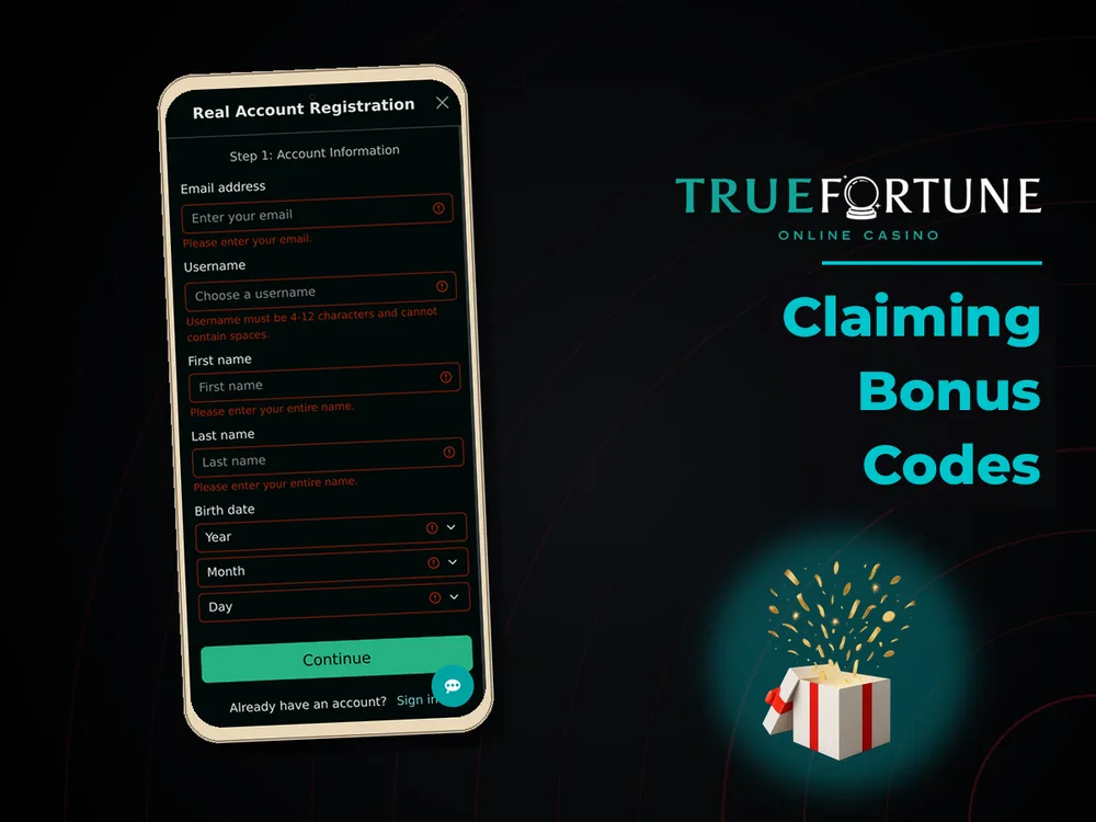 True Fortune casino - Claiming Bonus Codes